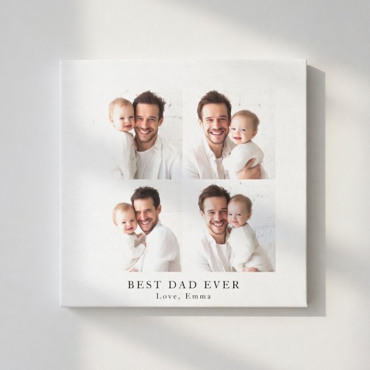 Beste Papa Ooit Fotocollage | Gepersonaliseerd Cad Canvas Afdruk