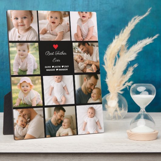 Beste Papa Ooit Fotocollage | Gepersonaliseerd Fotoplaat (Zijkant)