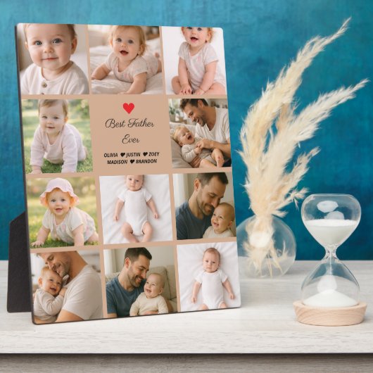 Beste Papa Ooit Fotocollage | Gepersonaliseerd Fotoplaat (Zijkant)