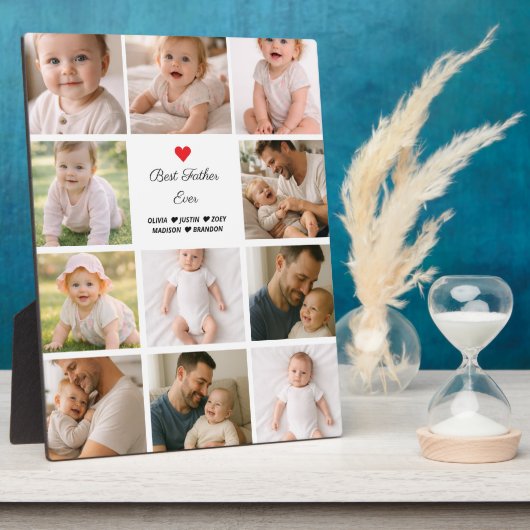Beste Papa Ooit Fotocollage | Gepersonaliseerd Fotoplaat (Zijkant)