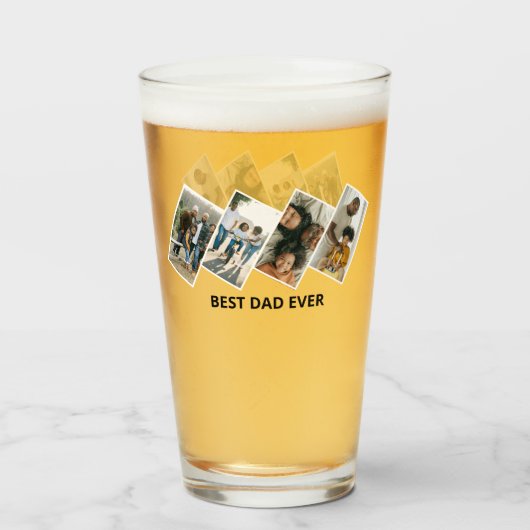 Beste papa ooit fotocollage glas (Voorkant gevuld)