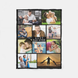 BESTE PAPA OOIT Fotocollage Minimaal Zwart Fleece Deken
