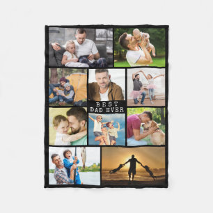 BESTE PAPA OOIT Fotocollage Minimaal Zwart Fleece Deken
