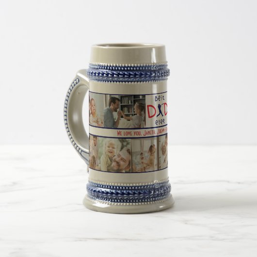 Beste papa ooit fotocollage Modern Fathers Day Bierpul (Voorkant links)