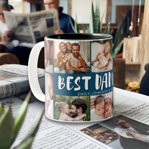 Beste papa ooit Fotocollage Vaderdag cadeau Tweekleurige Koffiemok