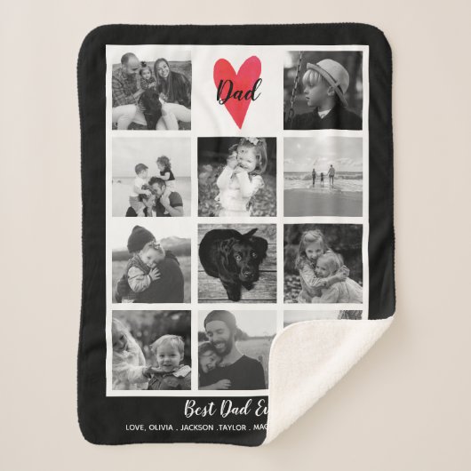Beste papa ooit fotocollage Vaderdag Verjaardag Sherpa Deken (Voorkant)