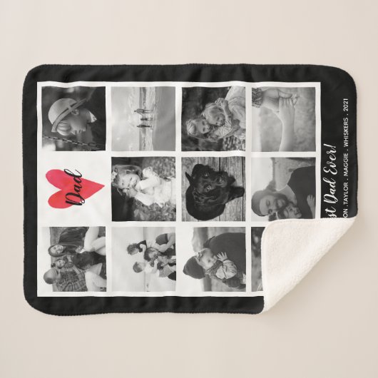 Beste papa ooit fotocollage Vaderdag Verjaardag Sherpa Deken (Voorkant (horizontaal))