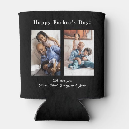 Beste papa ooit fotocollage zwart blikjeskoeler (Achterkant)