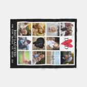Beste papa ooit fotocollage zwart gepersonaliseerd fleece deken (Voorkant (Horizontaal))