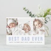 Beste papa ooit gelukkige vaderdag 3 foto feestdagenkaart (Staand voorkant)