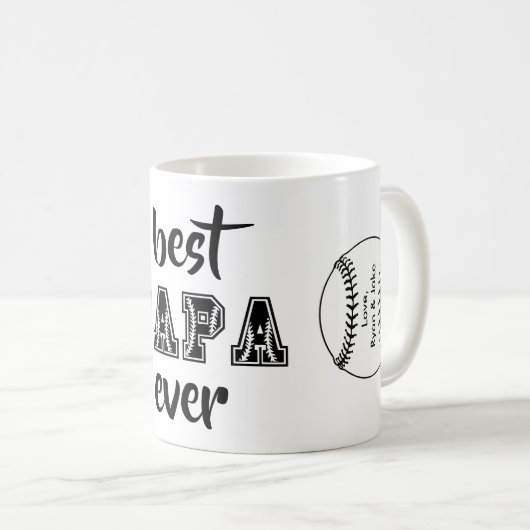 Beste papa ooit gepersonaliseerd honkbal thema koffiemok (Voorkant rechts)