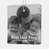 Beste papa ooit gepersonaliseerde foto Kerstmis Keramisch Ornament (Links)