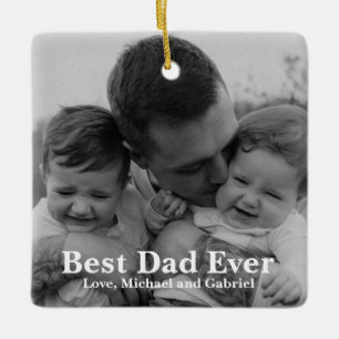 Beste papa ooit gepersonaliseerde foto Kerstmis Keramisch Ornament