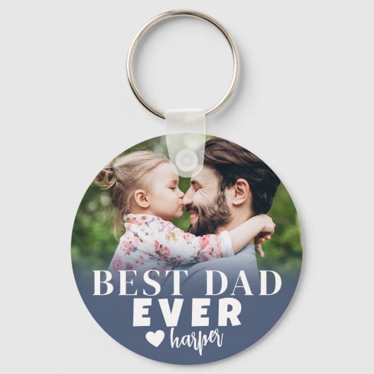 Beste Papa Ooit Gepersonaliseerde Foto Sleutelhanger (Voorkant)