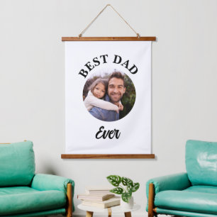 Beste papa ooit gepersonaliseerde foto template hangend wandkleed