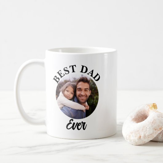 Beste papa ooit gepersonaliseerde foto template koffiemok (Met donut)