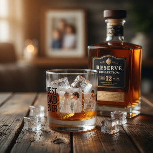 Beste papa ooit gepersonaliseerde foto whisky glas