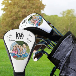 Beste papa ooit gesigneerde foto wit gepersonalise golfheadcover