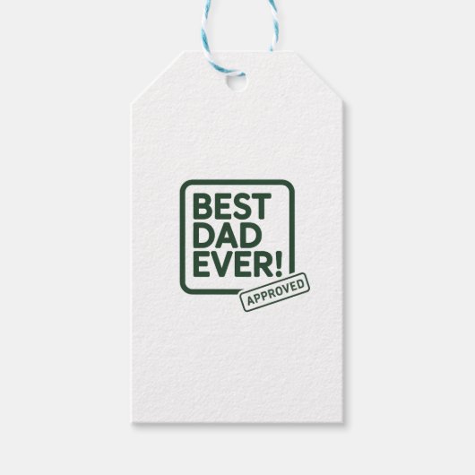 Beste papa ooit goedgekeurd tekstontwerp cadeaulabel (Voorkant)