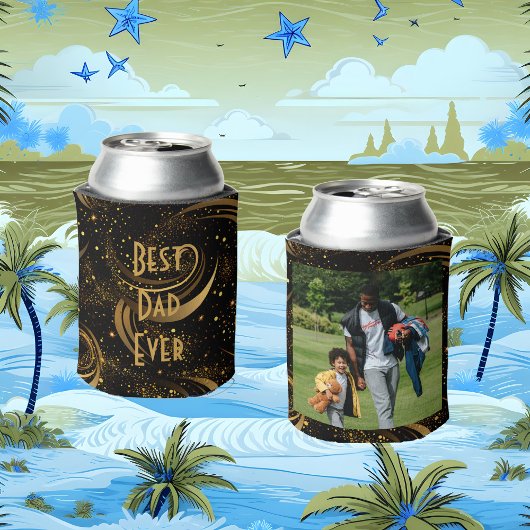 Beste papa ooit Goud Blad Zwart Swirls Kalligrafie Blikjeskoeler