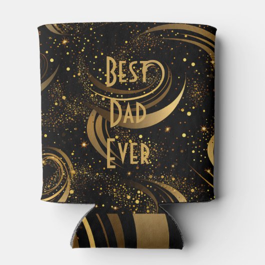 Beste papa ooit Goud Blad Zwart Swirls Kalligrafie Blikjeskoeler (Achterkant)