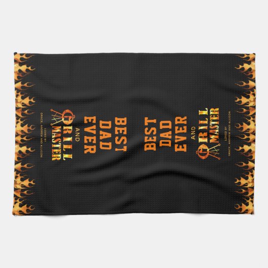 BESTE PAPA OOIT GRILL MASTER gepersonaliseerd Theedoek (Horizontaal)
