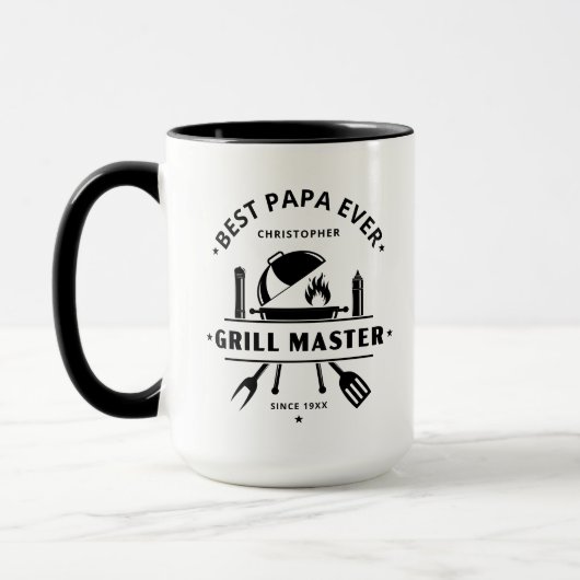 Beste Papa Ooit Grill Meester | Aangepaste Naam Mok (Links)