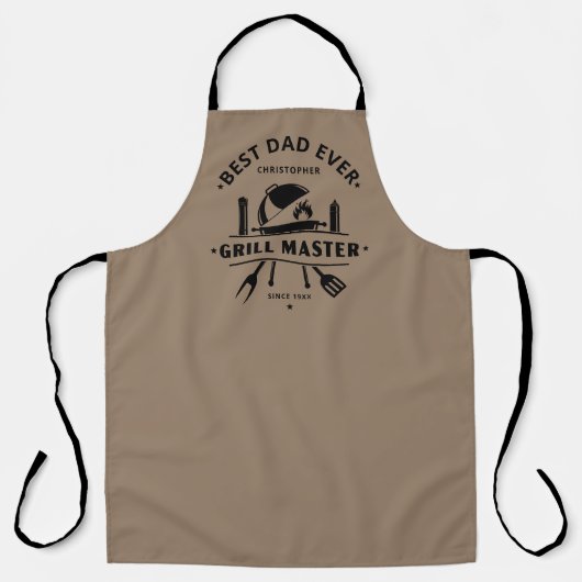 Beste Papa Ooit Grill Meester Chef Rustiek Bruin Z Schort (Voorkant)