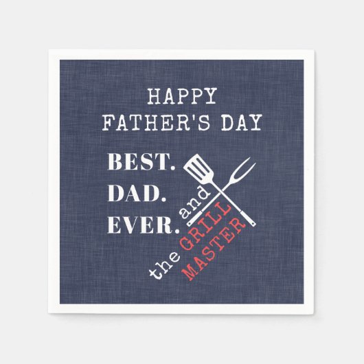 Beste papa ooit grill meester vaders dag servet (Voorkant)