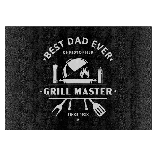 Beste papa ooit | Grillmaster Modern Zwart & Wit Snijplank (Voorkant)