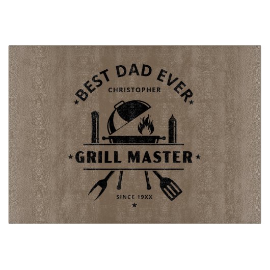 Beste papa ooit | Grillmaster Rustbruin & Zwart Snijplank (Voorkant)