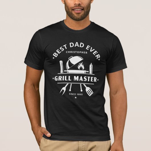 Beste papa ooit | Grillmaster zwart-wit T-shirt (Voorkant)