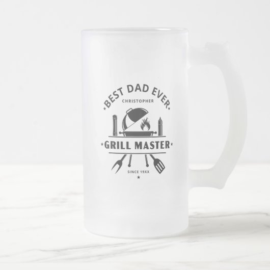 Beste Papa Ooit | Grillmaster Zwarte Bier Matglas Bierpul (Rechts)