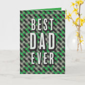 Beste papa ooit Groen en grijs patroon Vaderdag Kaart (Gele Bloem)