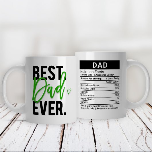 Beste papa ooit groen + voedingsfeiten, grote koffiekop