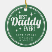 Beste papa ooit groene retro glans kerst keramisch ornament (Voorkant)