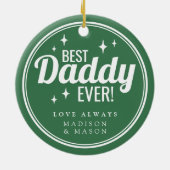 Beste papa ooit groene retro glans kerst keramisch ornament (Achterkant)