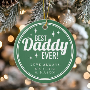 Beste papa ooit groene retro glans kerst keramisch ornament