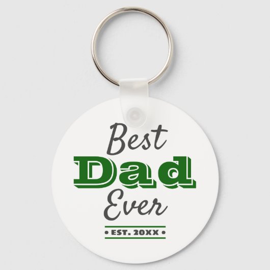 Beste papa ooit groene typografie grafisch modern  sleutelhanger (Achterkant)