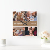 Beste Papa ooit Grootvader 4 Fotocollage Vierkante Klok (Huis)