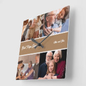 Beste Papa ooit Grootvader 4 Fotocollage Vierkante Klok (Hoek)