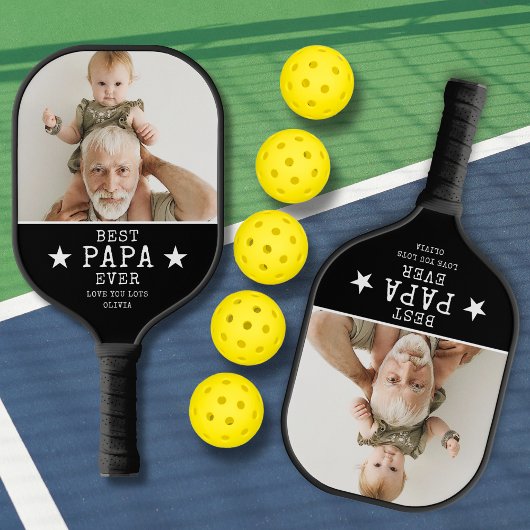 Beste papa ooit Grootvader en kleinkind Naam Foto Pickleball Paddle