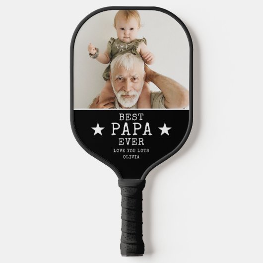 Beste papa ooit Grootvader en kleinkind Naam Foto Pickleball Paddle (Voorkant)