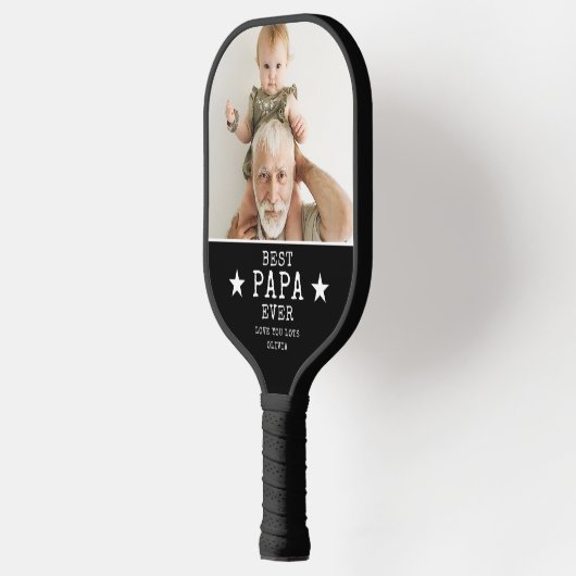 Beste papa ooit Grootvader en kleinkind Naam Foto Pickleball Paddle (Links)