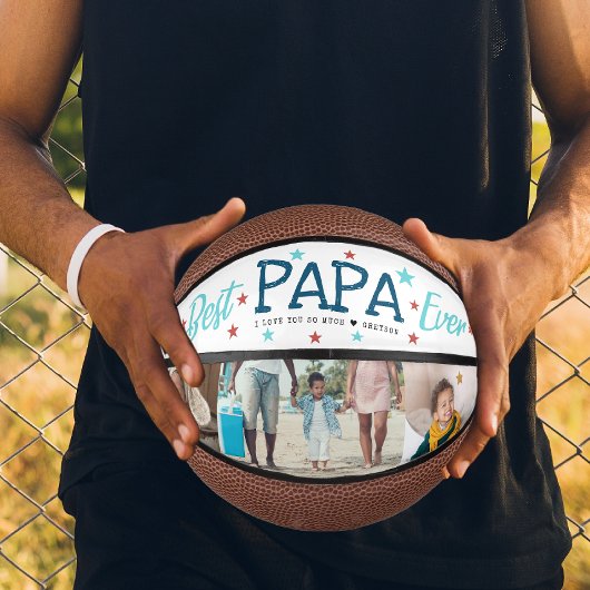 Beste Papa Ooit | Handgeschreven Fotocollage Basketbal
