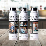 Beste papa ooit Happy Father`s Day 5 fotocollage Waterfles<br><div class="desc">Modern hedendaags Happy Vaderdag BEST DADDY OOIT vijf familie foto collage keepsake eenvoudig wit en zwart water fles met een gewaagde typografie script sjabloon. Creëer Uw eigen met 5 familie afbeeldingen en jouw tekst! U kunt de kleuren van tekst en achtergrond wijzigen. Het kan een schattig gepersonaliseerd cadeau zijn voor...</div>