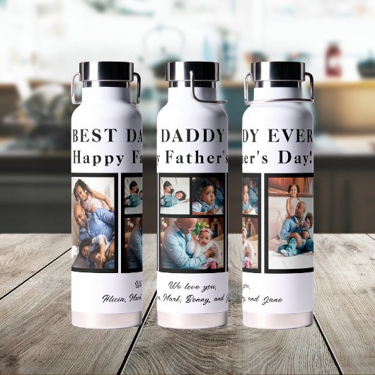 Beste papa ooit Happy Father`s Day 5 fotocollage Waterfles