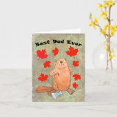 Beste papa ooit Hardwerkende bever Canadese papa Kaart (Gele Bloem)