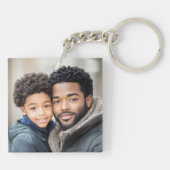 Beste papa ooit hart blauw vadersdag foto sleutelhanger (Achterkant)