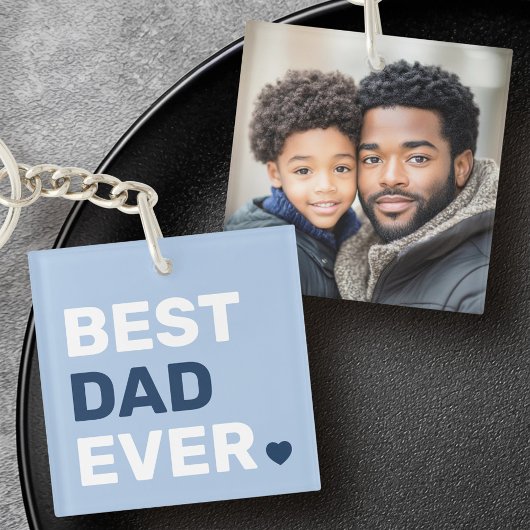 Beste papa ooit hart blauw vadersdag foto sleutelhanger